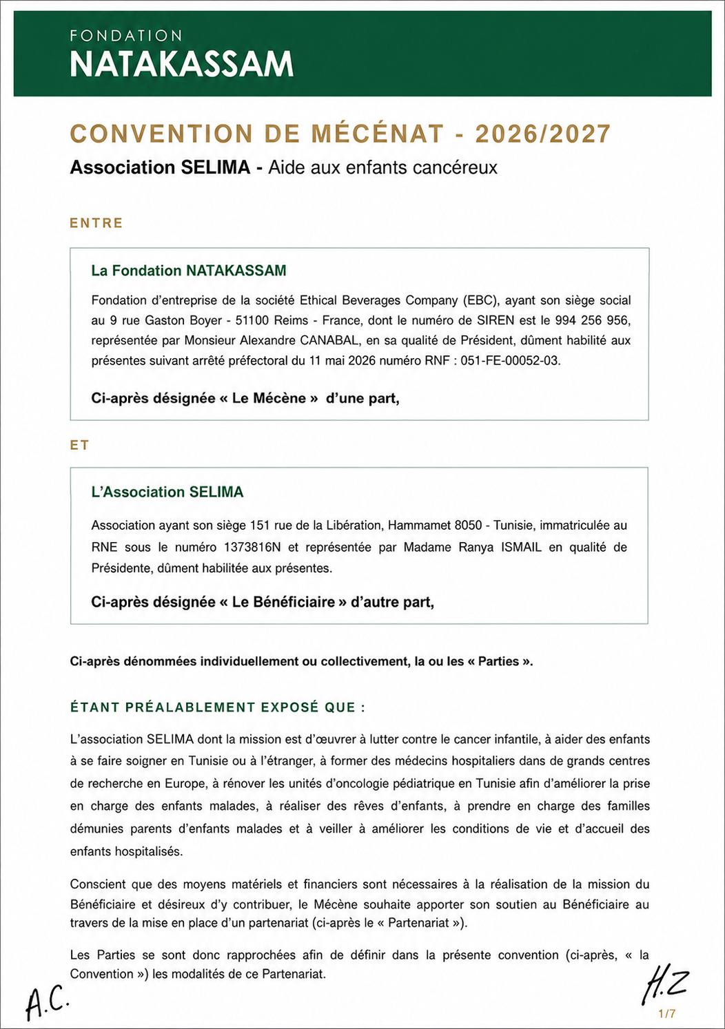 Convention — page 1